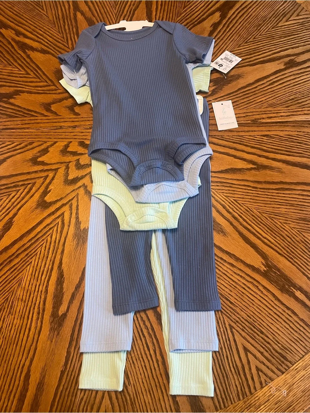 NWT infants Lullaby Lane Ribbed Short-Sleeve One-Piece & Pant Set Size 12 Month